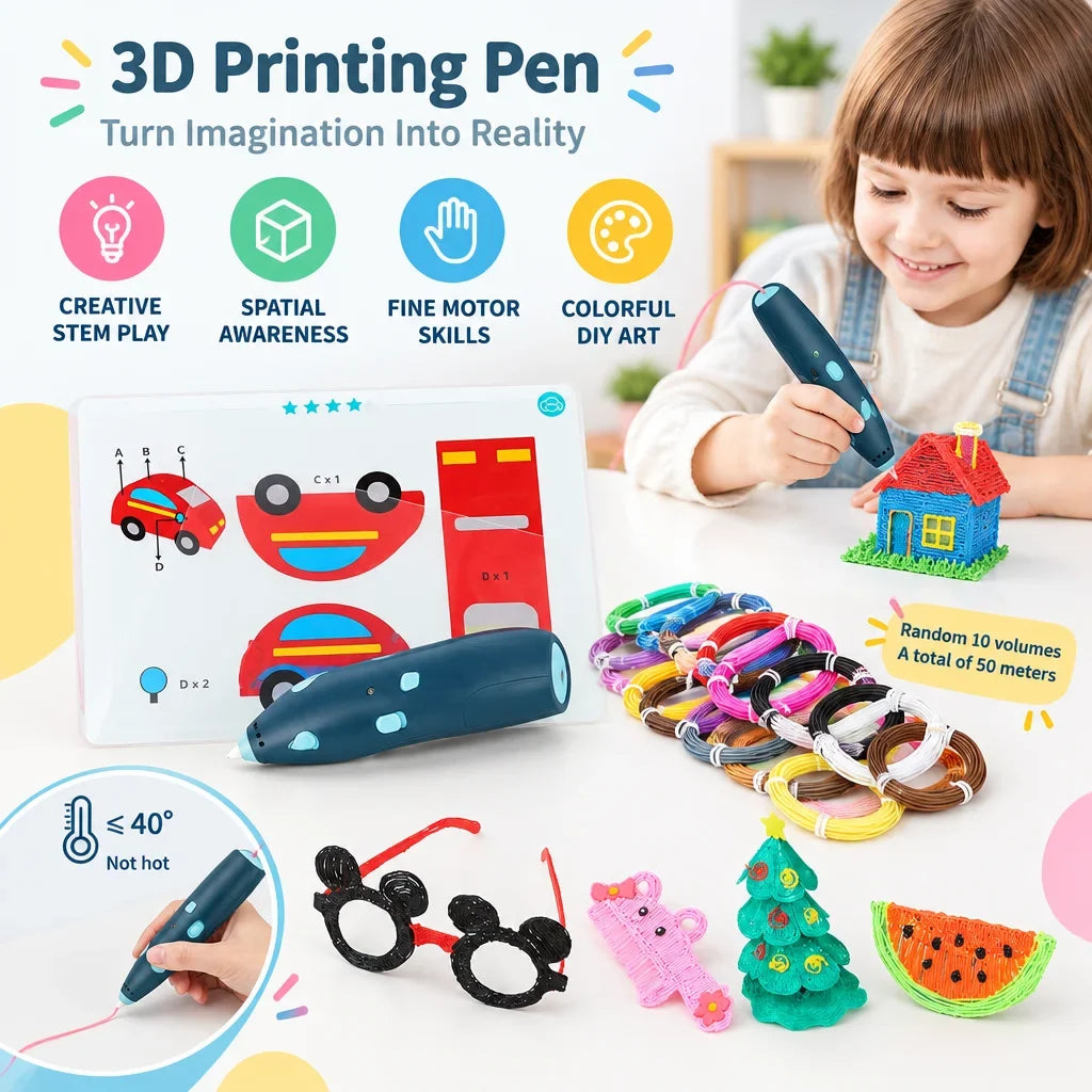 3D Pen for Kids with Colorful Filaments