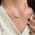 Korean-Style Aesthetic Curved bar Pendant Necklace