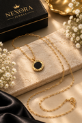 "Love You Today & Always" Coin Pendant Necklace – Gold Plated Black Round Medallion