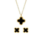 Four Leaf Clover Pendant With Ear Studs