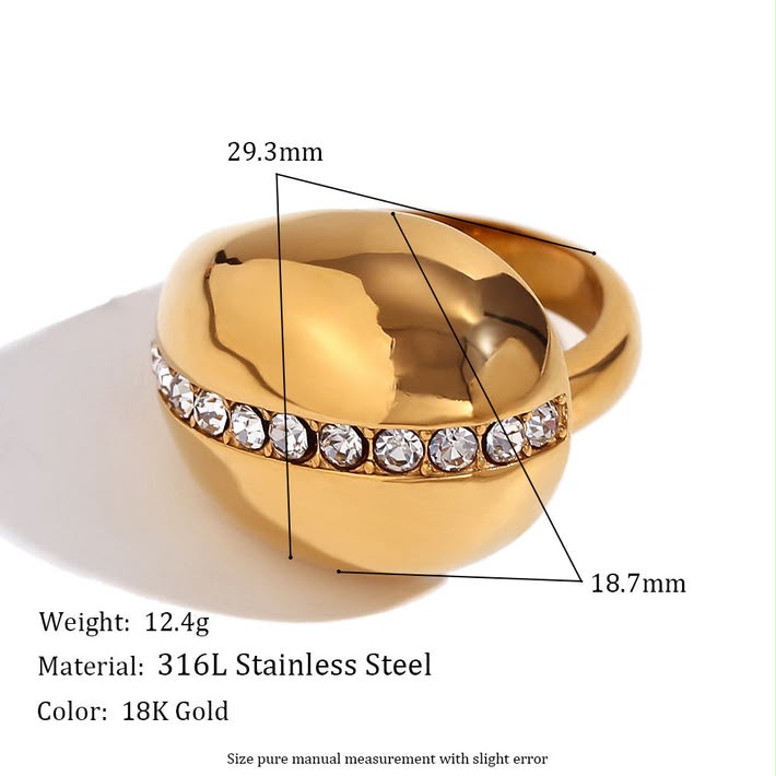 Luxury Drop Stone Adjustable Ring | 316L Stainless Steel