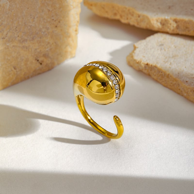 Luxury Drop Stone Adjustable Ring | 316L Stainless Steel