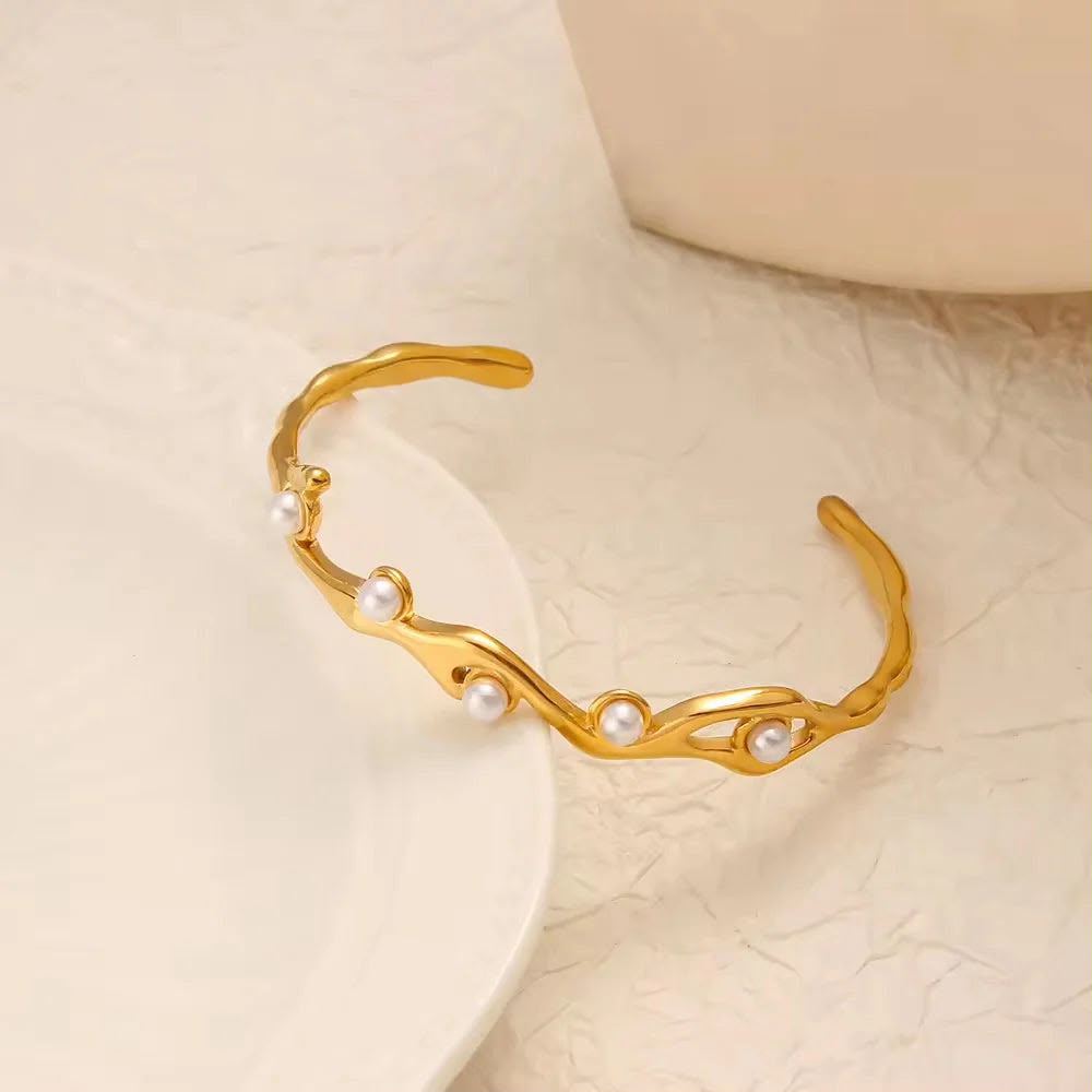 Pearl Handcuff – 316L Furnace-Grade Stainless Steel | High Quality Adjustable Bracelet |