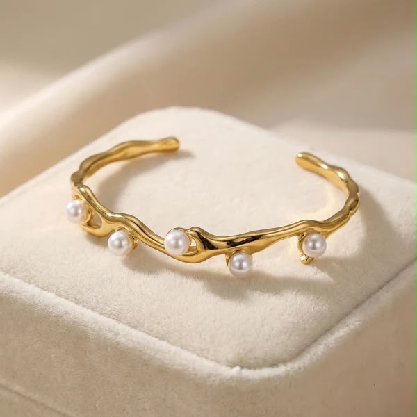 Pearl Handcuff – 316L Furnace-Grade Stainless Steel | High Quality Adjustable Bracelet |