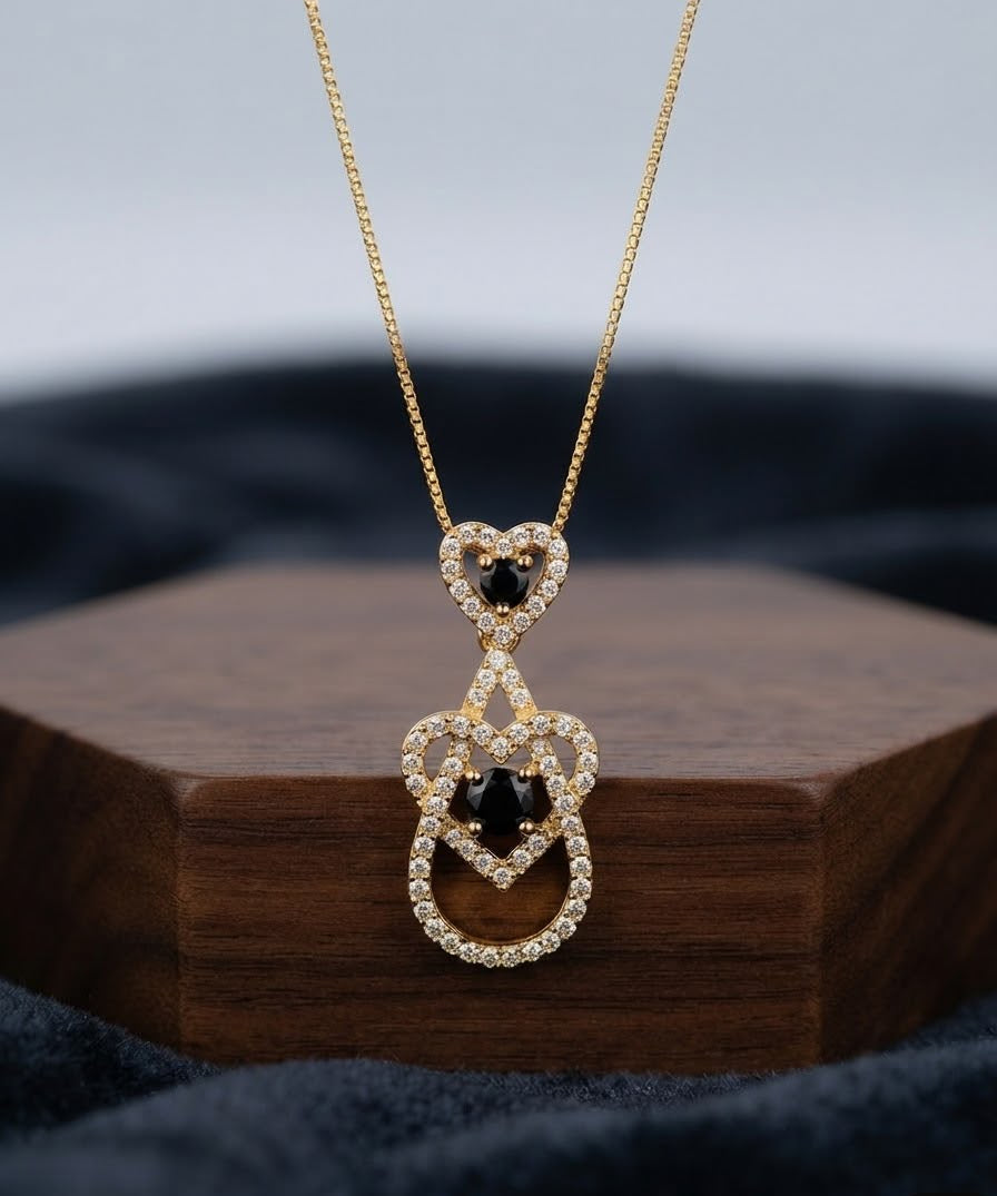 Fancy Ruby Zircon Pendant Necklace – Gold Plated Stainless Steel | Micro Zircon Drop Heart Design | Best Quality