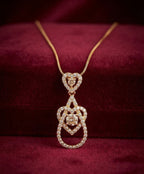 Fancy Ruby Zircon Pendant Necklace – Gold Plated Stainless Steel | Micro Zircon Drop Heart Design | Best Quality