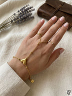 Heart Style Hand Bracelet with Ring – Stainless Steel | New Arrival Fancy Anja Bracelet for Her | Best Quality