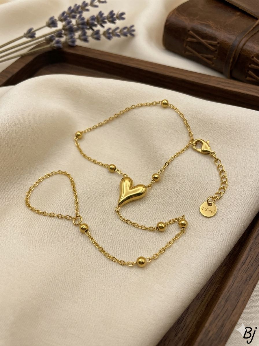 Heart Style Hand Bracelet with Ring – Stainless Steel | New Arrival Fancy Anja Bracelet for Her | Best Quality