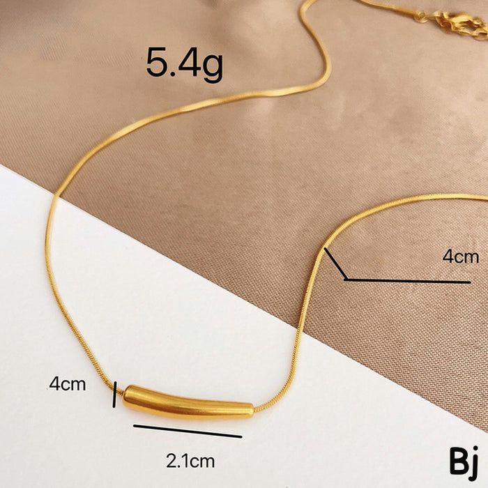 Korean-Style Aesthetic Curved bar Pendant Necklace