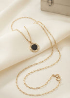 "Love You Today & Always" Coin Pendant Necklace – Gold Plated Black Round Medallion