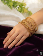 Gold Plated Bangle Set | Traditional Multi-Design Churi Set 9 Peice
