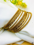 Gold Plated Bangle Set | Traditional Multi-Design Churi Set 9 Peice