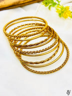 Gold Plated Bangle Set | Traditional Multi-Design Churi Set 9 Peice