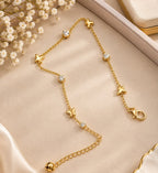 Gold Flower & Pearl Charm Anklet | Dainty Daisy Anklet for Women