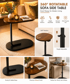 360° Rotatable Adjustable Sofa Side Table